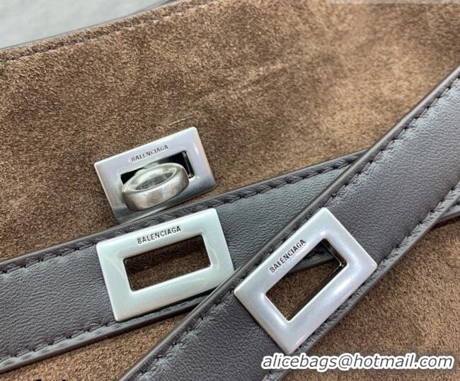 Buy Cheap Balenciaga Bel Air Small Hobo Shoulder Bag in 22006 dark coffee suede, aged-silver hardware 2026