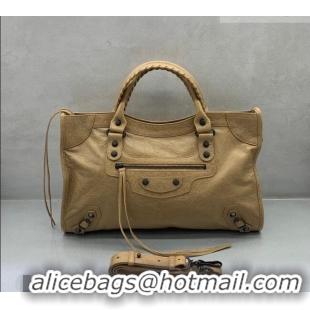 Top Design Balenciaga Le City Hobo Bag Medium in 22010 khaki yellow Arena lambskin, brass hardware 2026
