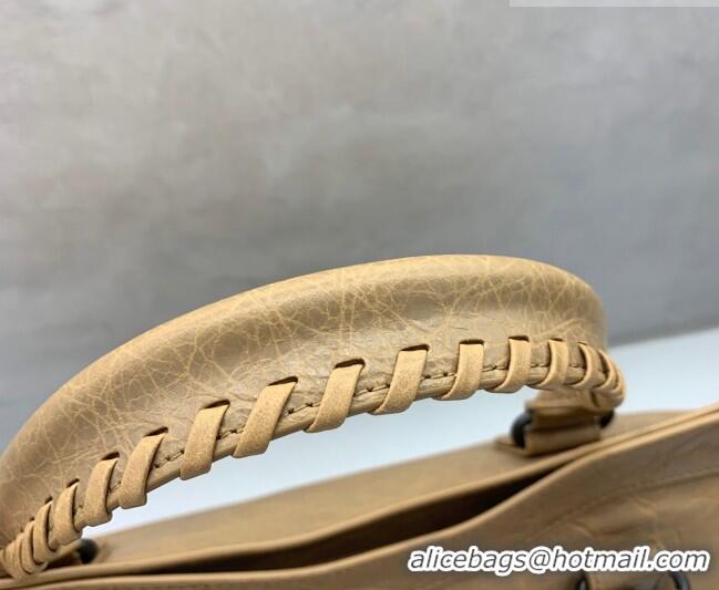 Top Design Balenciaga Le City Hobo Bag Medium in 22010 khaki yellow Arena lambskin, brass hardware 2026