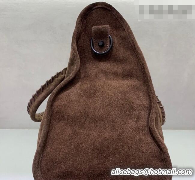 Luxury Discount Balenciaga Le City Large Bag in 0122 Dark Coffee Suede 2025