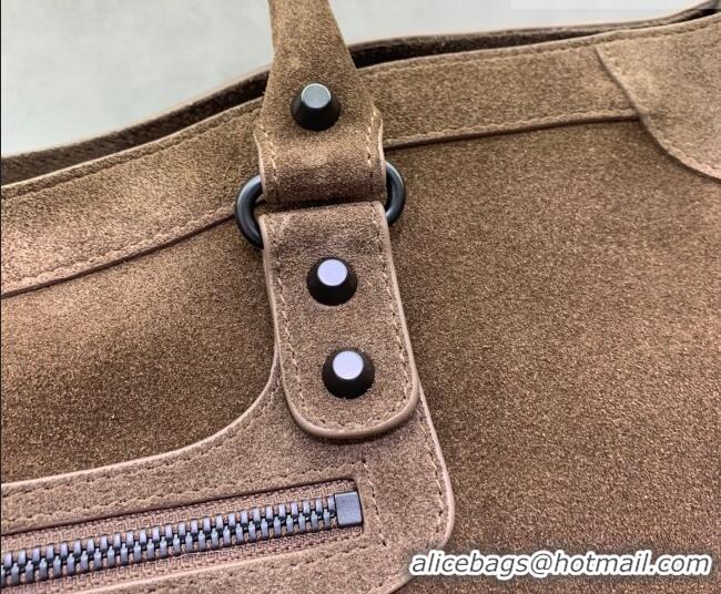 Luxury Discount Balenciaga Le City Large Bag in 0122 Dark Coffee Suede 2025