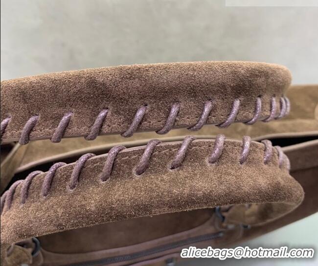 Luxury Discount Balenciaga Le City Large Bag in 0122 Dark Coffee Suede 2025