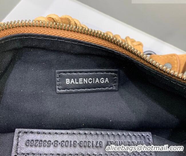 Top Grade Balenciaga Le Cagole Shoulder Bag XS in 22011 light brown suede, brass hardware 2026
