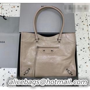 Buy Discount Balenciaga Le City Tote Bag Medium in Arena Storico Lambskin 0122 Apricot 2026