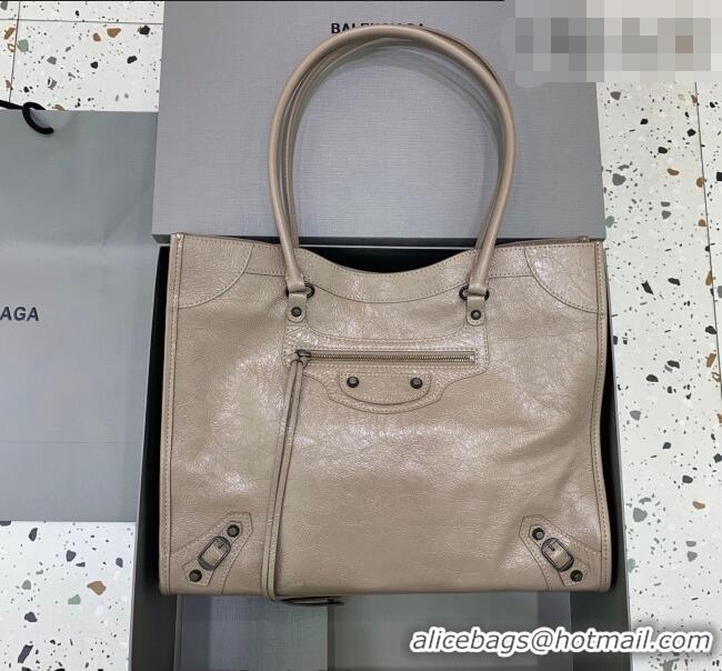 Buy Discount Balenciaga Le City Tote Bag Medium in Arena Storico Lambskin 0122 Apricot 2026
