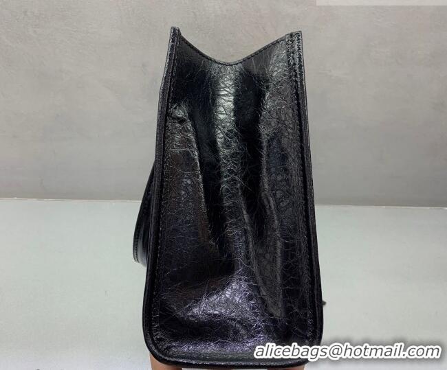 Luxury Discount Balenciaga Le City Tote Bag Small in Arena Storico Lambskin 0122 Black 2026