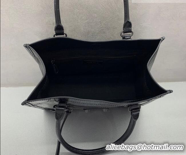Luxury Discount Balenciaga Le City Tote Bag Small in Arena Storico Lambskin 0122 Black 2026