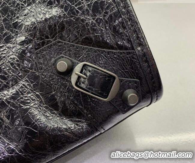 Luxury Discount Balenciaga Le City Tote Bag Small in Arena Storico Lambskin 0122 Black 2026