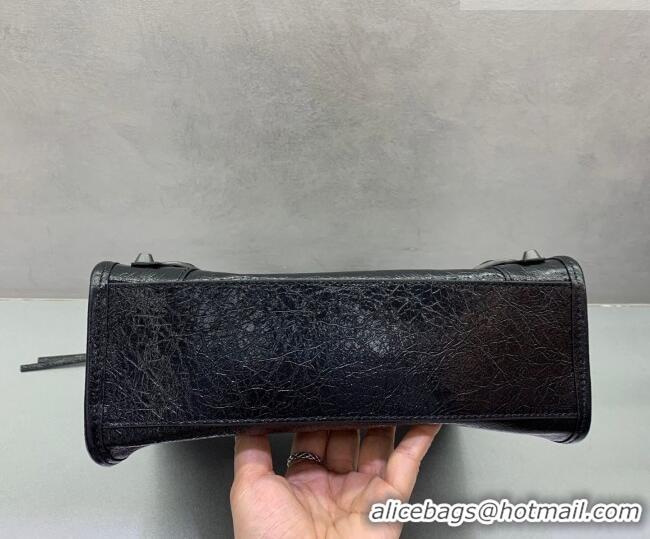 Luxury Discount Balenciaga Le City Tote Bag Small in Arena Storico Lambskin 0122 Black 2026