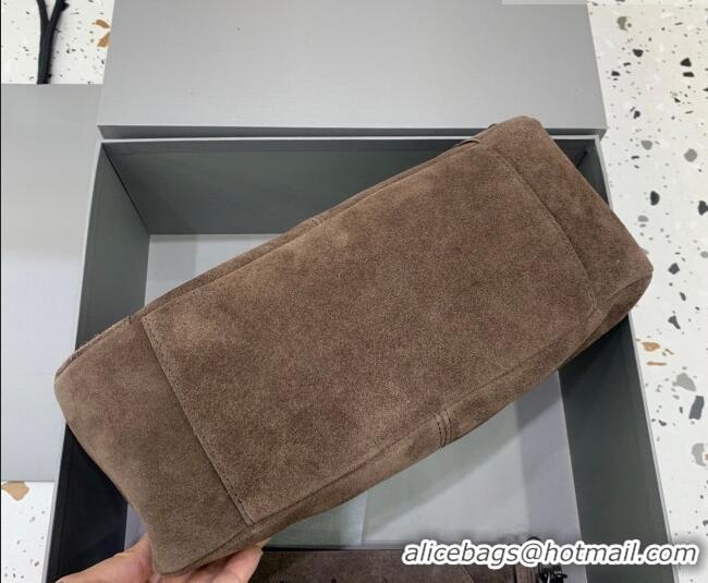 Pretty Style Balenciaga Le City Moto Small Shoulder Bag in Suede 92601 Dark Coffee 2026