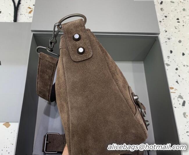 Pretty Style Balenciaga Le City Moto Small Shoulder Bag in Suede 92601 Dark Coffee 2026