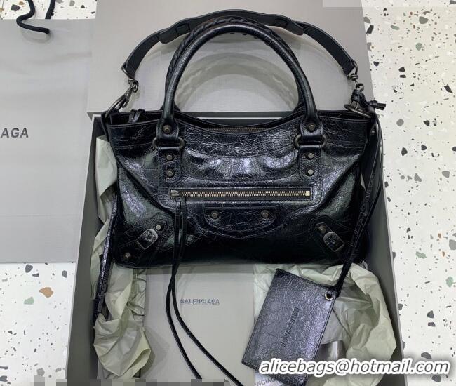 Discount Balenciaga Le City First Bag in Arena lambskin, brass hardware 0122 Black 2026