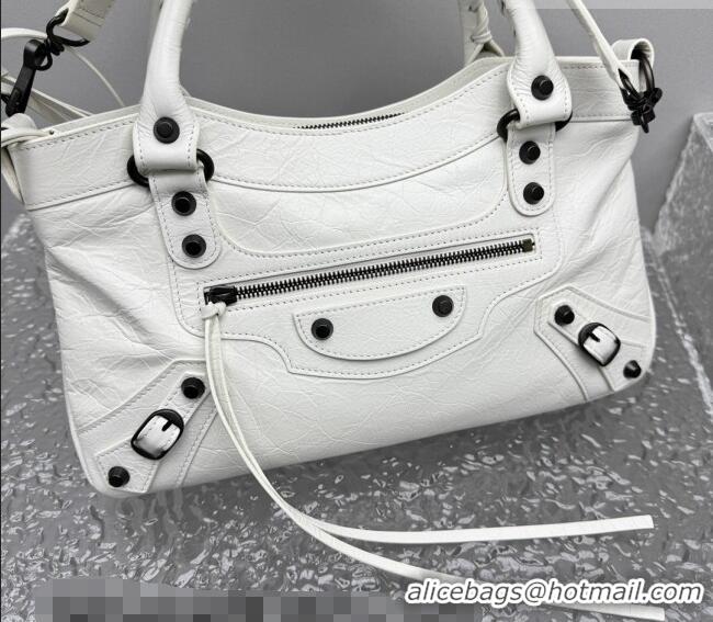 Best Quality Balenciaga Le City First Bag in Arena lambskin, brass hardware 0122 White 2026