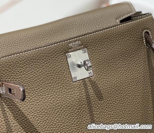 Inexpensive Hermes Kelly Ado Backpack 22cm in Togo Leather H2101 Etoupe/Silver 2026 (Half Handmade)