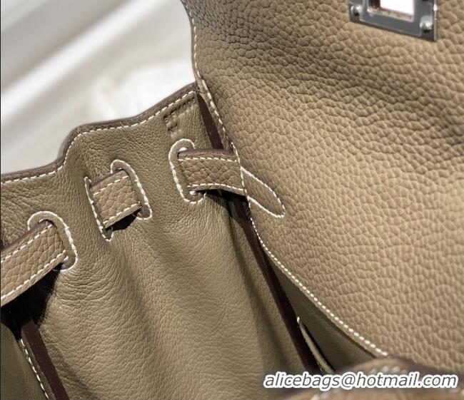Inexpensive Hermes Kelly Ado Backpack 22cm in Togo Leather H2101 Etoupe/Silver 2026 (Half Handmade)