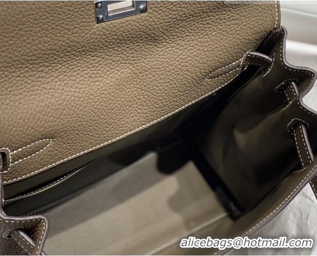 Inexpensive Hermes Kelly Ado Backpack 22cm in Togo Leather H2101 Etoupe/Silver 2026 (Half Handmade)