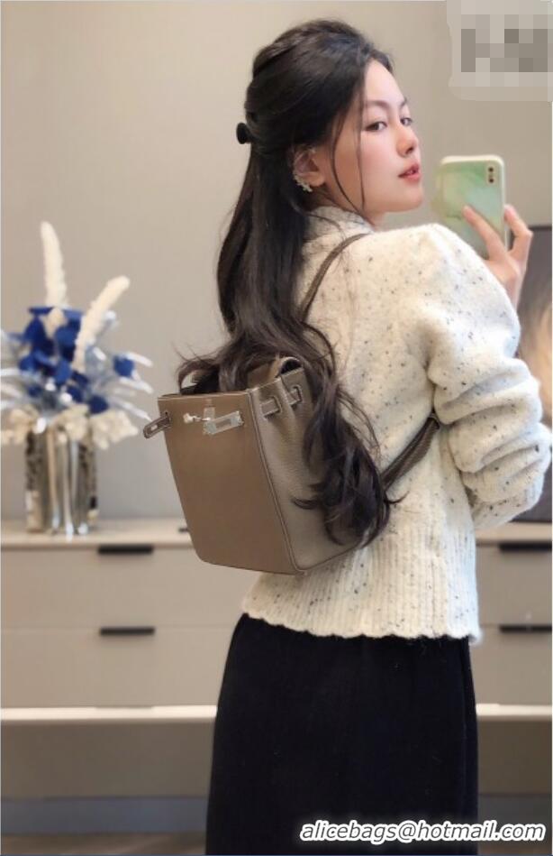 Inexpensive Hermes Kelly Ado Backpack 22cm in Togo Leather H2101 Etoupe/Silver 2026 (Half Handmade)