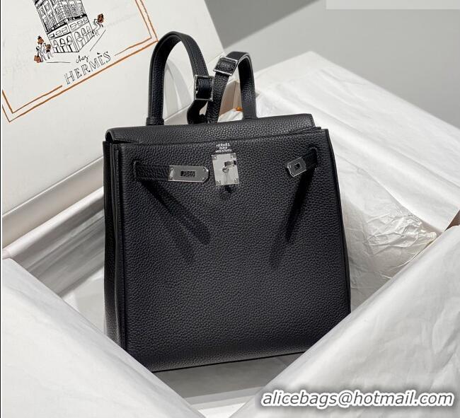 Buy Discount Hermes Kelly Ado Backpack 22cm in Togo Leather H2101 Black/Silver 2026(Half Handmade)