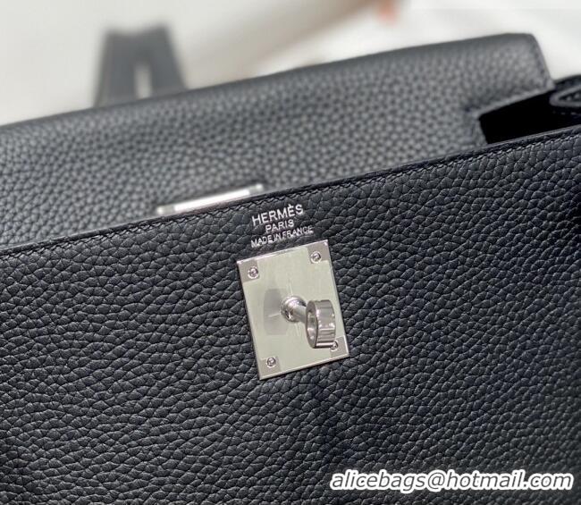 Buy Discount Hermes Kelly Ado Backpack 22cm in Togo Leather H2101 Black/Silver 2026(Half Handmade)
