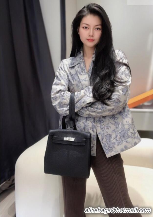 Buy Discount Hermes Kelly Ado Backpack 22cm in Togo Leather H2101 Black/Silver 2026(Half Handmade)