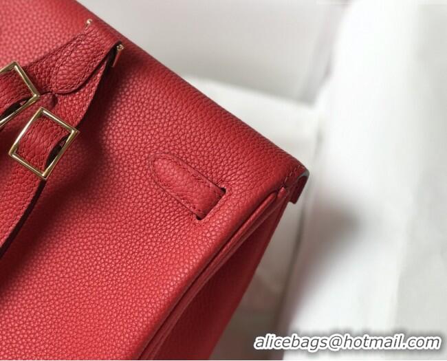 Super Quality Hermes Kelly Ado Backpack 22cm in Togo Leather H2101 Red/Gold 2026(Half Handmade)