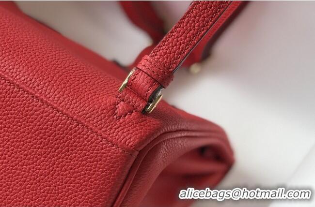 Super Quality Hermes Kelly Ado Backpack 22cm in Togo Leather H2101 Red/Gold 2026(Half Handmade)