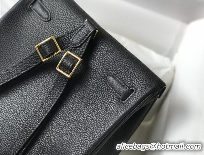 Big Discount Hermes Kelly Ado Backpack 22cm in Togo Leather H2101 Black/Gold 2026(Half Handmade)