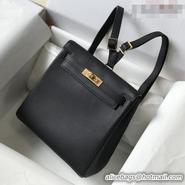 Big Discount Hermes Kelly Ado Backpack 22cm in Togo Leather H2101 Black/Gold 2026(Half Handmade)