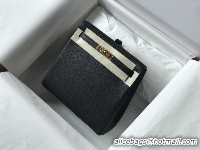 Big Discount Hermes Kelly Ado Backpack 22cm in Togo Leather H2101 Black/Gold 2026(Half Handmade)