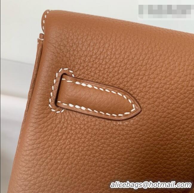 Top Grade Hermes Kelly Ado Backpack 22cm in Togo Leather H2101 Brown/Gold 2026 (Half Handmade)