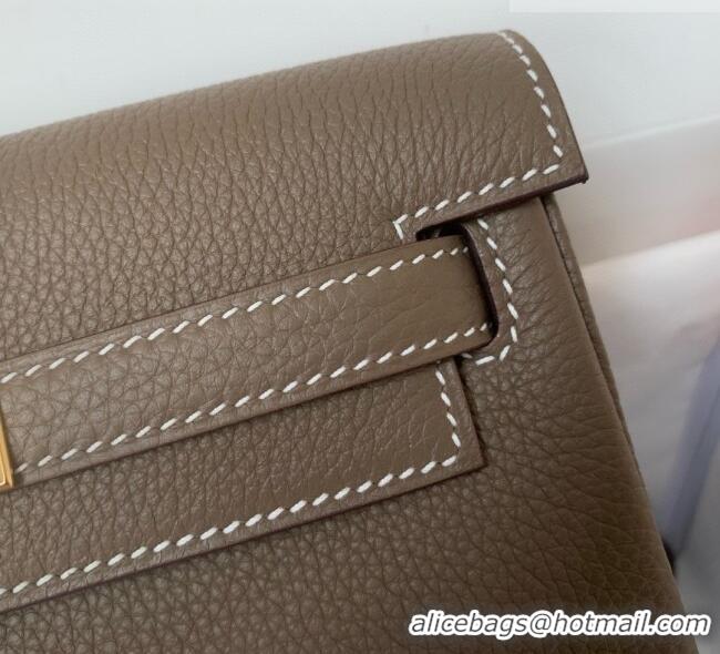 Buy Fashionable Hermes Kelly Ado Backpack 22cm in Togo Leather H2101 Etoupe/Gold 2026 (Half Handmade)