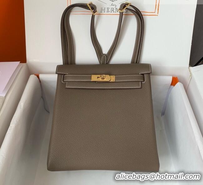 Buy Fashionable Hermes Kelly Ado Backpack 22cm in Togo Leather H2101 Etoupe/Gold 2026 (Half Handmade)