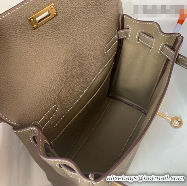 Buy Fashionable Hermes Kelly Ado Backpack 22cm in Togo Leather H2101 Etoupe/Gold 2026 (Half Handmade)