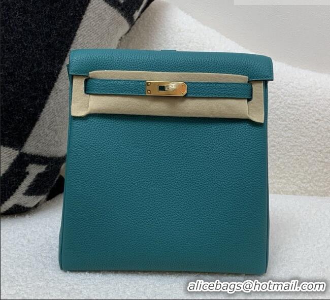 Most Popular Hermes Kelly Ado Backpack 22cm in Togo Leather H2101 Verona Green/Gold 2026 (Half Handmade)