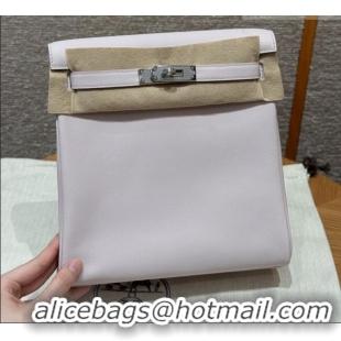 Best Quality Hermes Kelly Ado Backpack 22cm in Swift Leather H2101 Mauve Pale/Silver 2026 (Half Handmade)