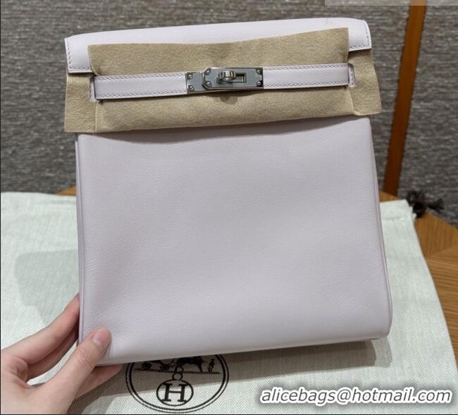 Best Quality Hermes Kelly Ado Backpack 22cm in Swift Leather H2101 Mauve Pale/Silver 2026 (Half Handmade)
