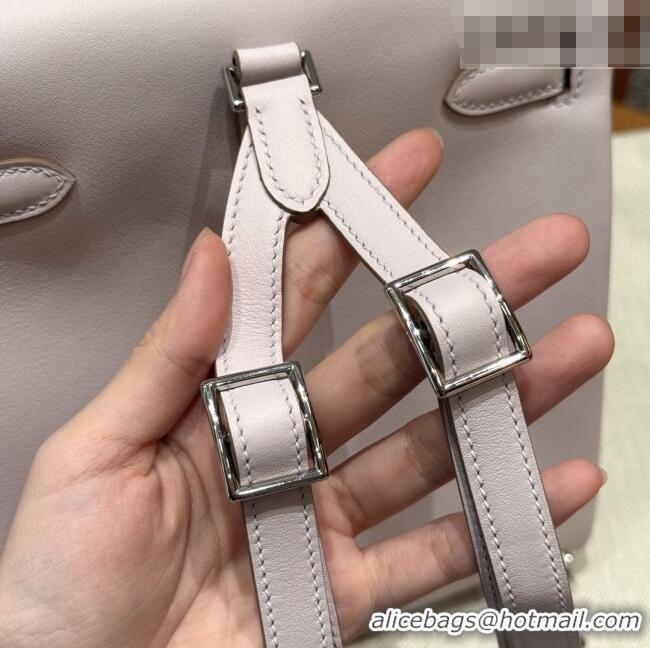 Best Quality Hermes Kelly Ado Backpack 22cm in Swift Leather H2101 Mauve Pale/Silver 2026 (Half Handmade)