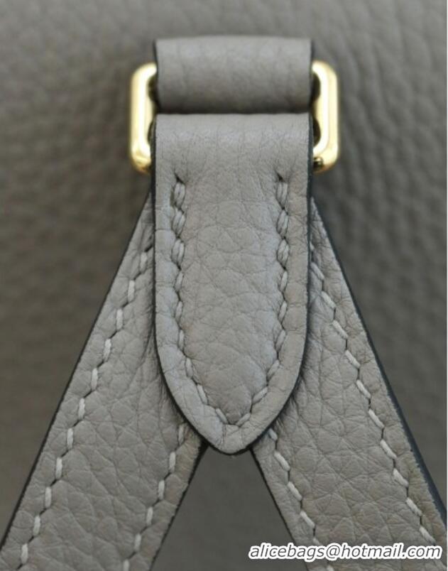 Trendy Design Hermes Kelly Ado Backpack 22cm in Taurillon Clemence Leather H2111 Gris Asphalte Grey/Gold 2026 (Full Hand