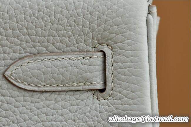 Top Grade Hermes Kelly Ado Backpack 22cm in Taurillon Clemence Leather H2111 Gris Perle/Silver 2026 (Half Handmade)