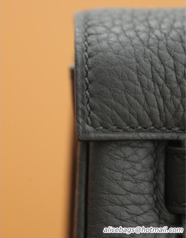 Most Popular Hermes Kelly Ado Backpack 22cm in Taurillon Clemence Leather H2111 Black/Silver 2026 (Half Handmade)