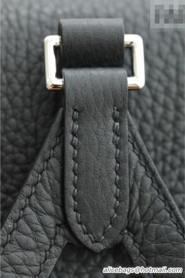 Most Popular Hermes Kelly Ado Backpack 22cm in Taurillon Clemence Leather H2111 Black/Silver 2026 (Half Handmade)