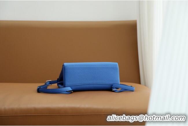 Best Price Hermes Kelly Ado Backpack 22cm in Taurillon Clemence Leather H2111 Blue/Silver 2026 (Half Handmade)