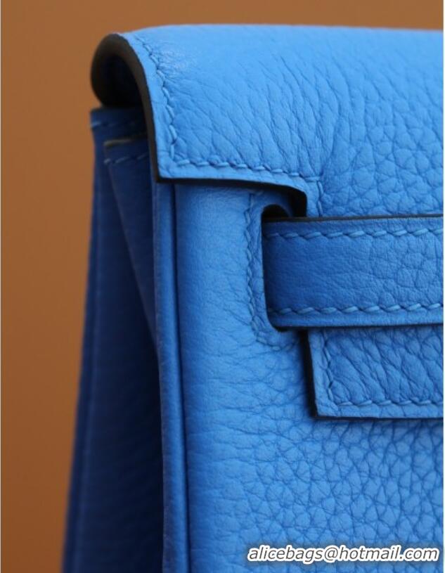 Best Price Hermes Kelly Ado Backpack 22cm in Taurillon Clemence Leather H2111 Blue/Silver 2026 (Half Handmade)