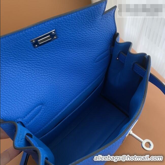 Best Price Hermes Kelly Ado Backpack 22cm in Taurillon Clemence Leather H2111 Blue/Silver 2026 (Half Handmade)