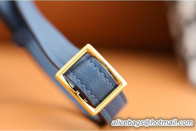 Well Crafted Hermes Kelly Ado Backpack 22cm in Evercolor Leather H2111 Navy Blue/Gold 2026 (Half Handmade)