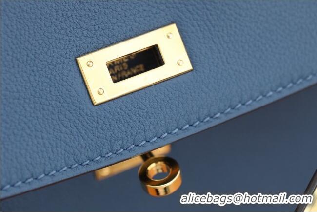 Well Crafted Hermes Kelly Ado Backpack 22cm in Evercolor Leather H2111 Navy Blue/Gold 2026 (Half Handmade)