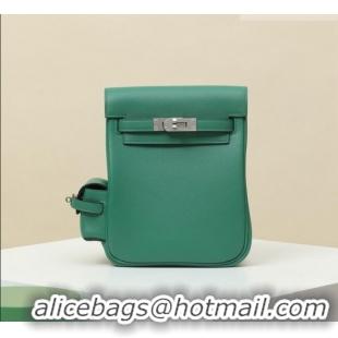 Best Quality Hermes Kelly Jump Backpack KJ18 18cm in Swift Leather H2112 Green/Silver 2026 (Half Handmade)