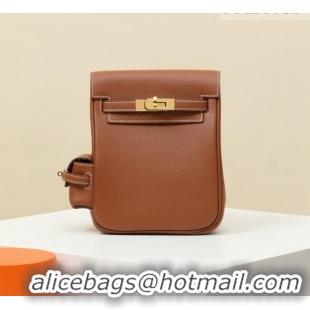 Best Price Hermes Kelly Jump Backpack KJ18 18cm in Swift Leather H2112 Brown/Gold 2026 (Half Handmade)