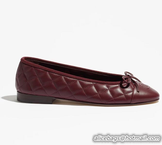 ​Super Quality Chanel Lambskin Ballet Flats G26250 Dark Burgundy 2026