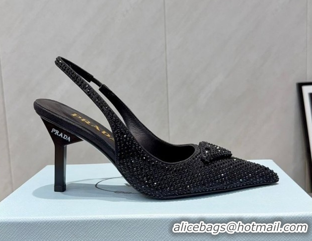 Good Looking Prada Strass Allover Heel Slingbacks Pump 8.5cm PR120501 Black 2026